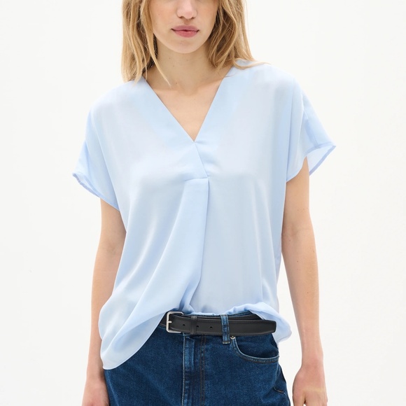 Yellow Inwear Blouse - Short Sleeves V-Neck - Picture 9 of 15